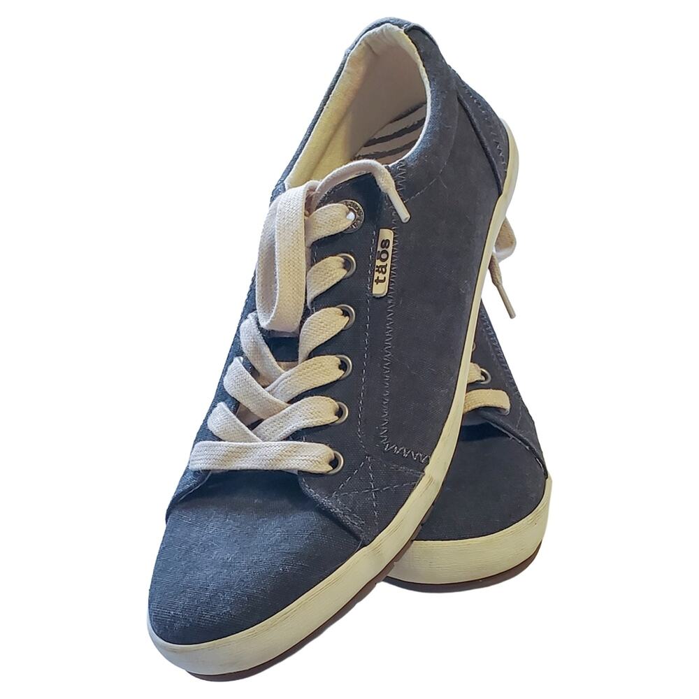 Taos Star Charcoal Grey Wash Canvas Low Top Sneakers Arch Support Shoes 9.5 EU40